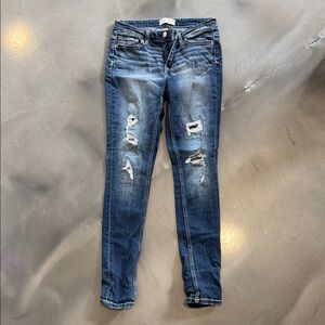 BKE Women's Blue Ripped Skinny Jeans